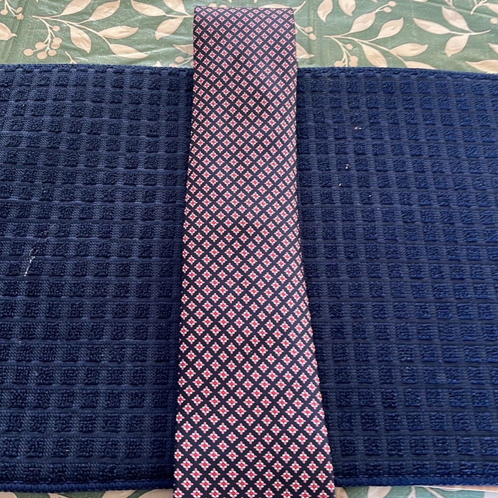 Beautiful blue based with white and red Brioni tie